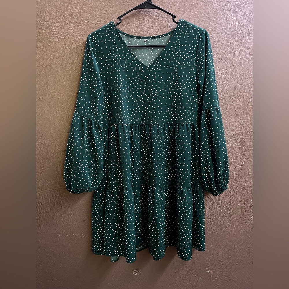 Polka dot loose sectioned long sleeve dress